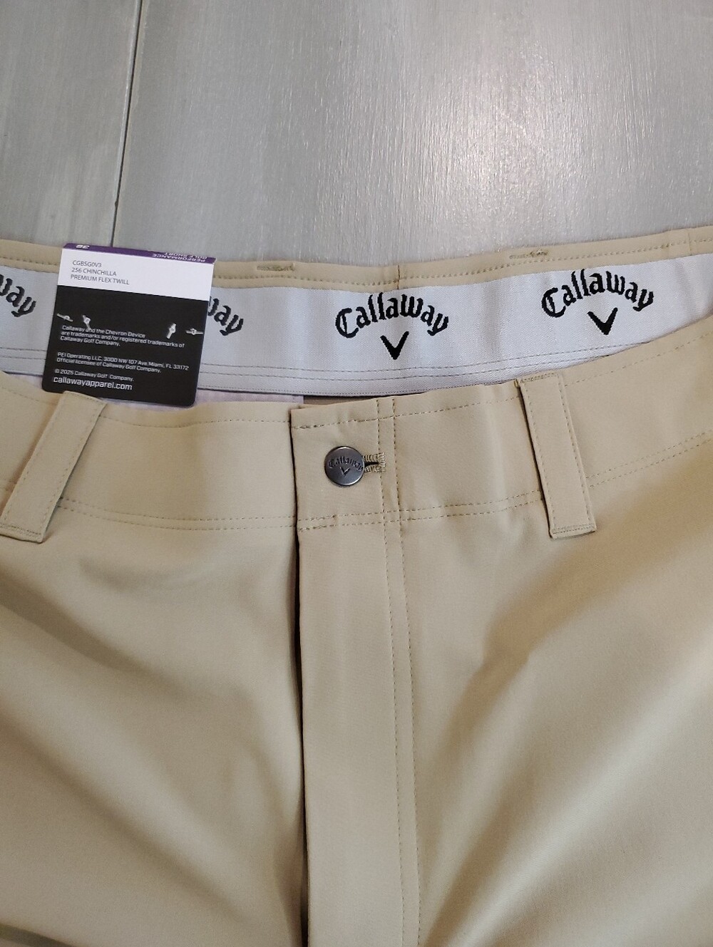 NWT Callaway Men's Flat-Front Tan Golf Performance Shorts 9" Inseam Size 36 - Picture 11 of 11